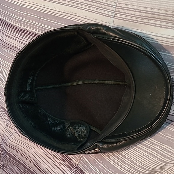 Lethmik Black Leather Flat Cap Newsboy Gatsby Earflap Hat Mens XXL Preppy Winter - Picture 10 of 11